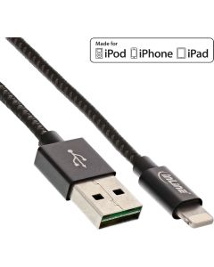 Kabel Lightning to USB schwarz/Alu 2 m