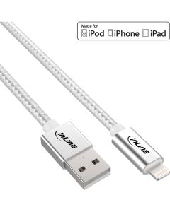 Kabel Lightning to USB silber/Alu  2 m