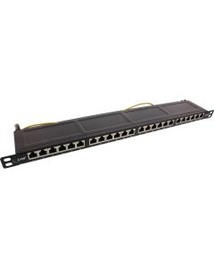 Patchpanel Cat.6A 24-Port 19'' 0,5HE schw